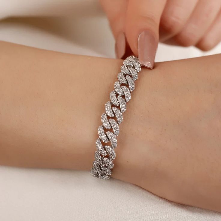 Gümüş Pırlanta Örgü Bileklik